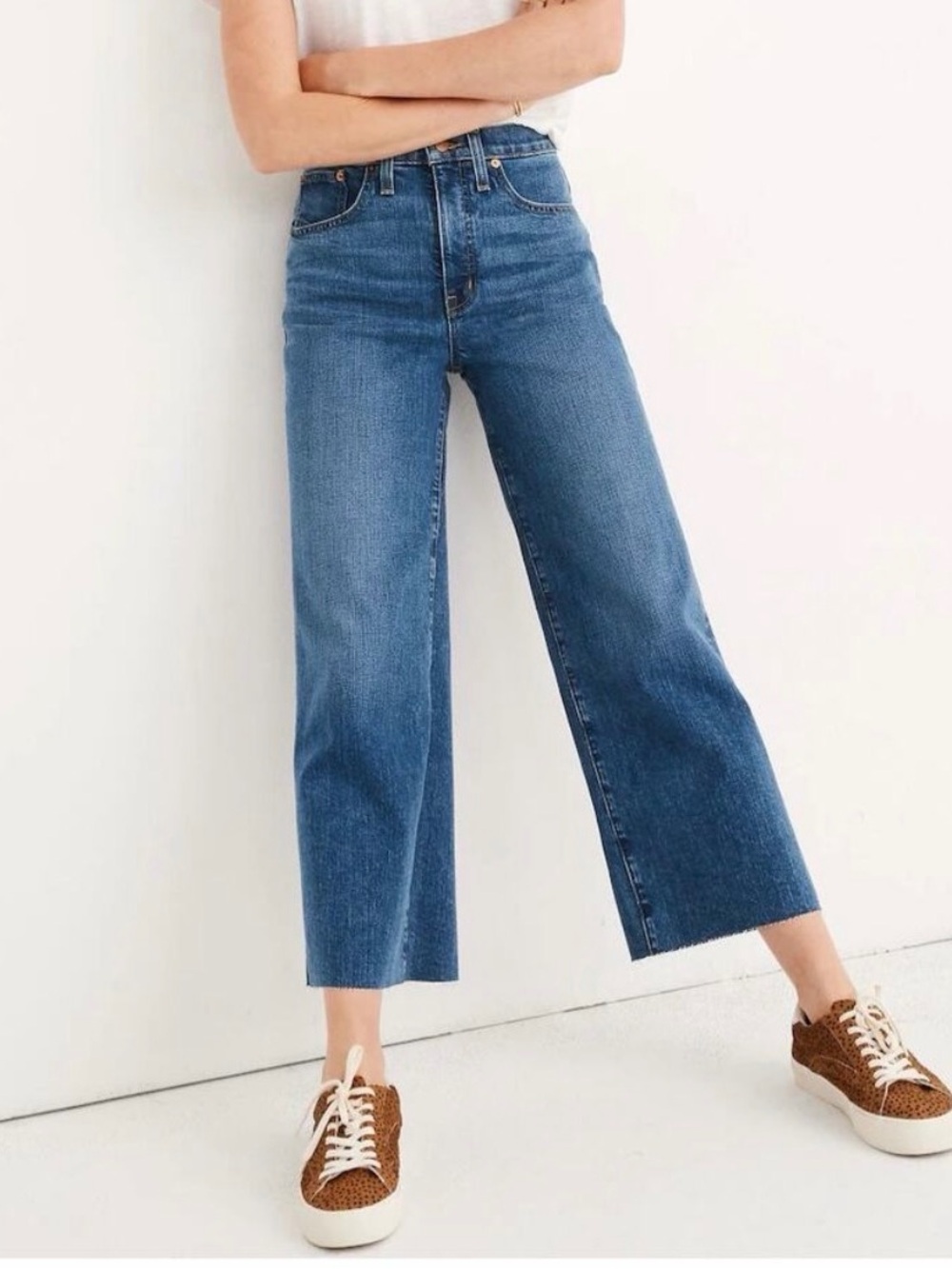 Madewell Blue Cropped Wide-Leg Jeans